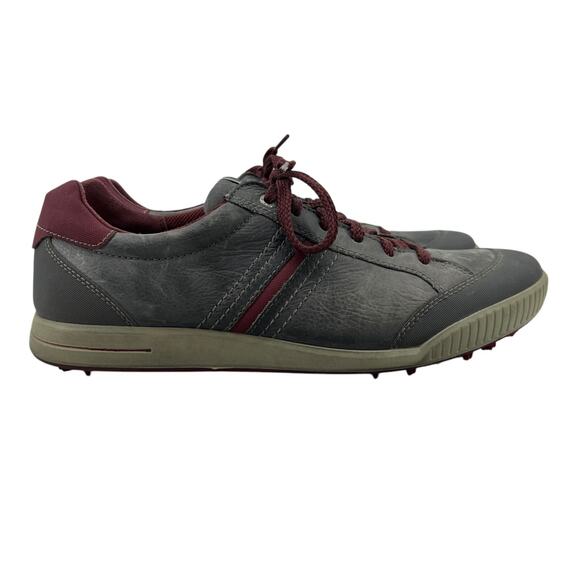 Ecco Mens 44 Golf Shoes Hydromax Gray Leather Spikeless Lace Up Low Top Sneaker - Picture 1 of 13